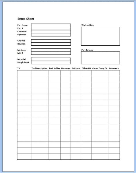 cnc machine tool tab|cnc machine setup sheet.